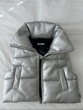 Apparis Shaun Metallic Silver Quilted Puffer Vest